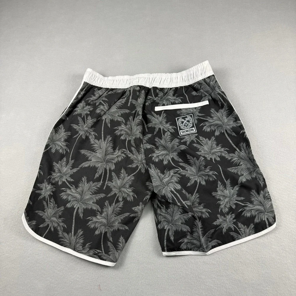 Dixxon Mens S Chad‎ Bali Swim Shorts Black Palm Tree Boardshorts Tropical Surf